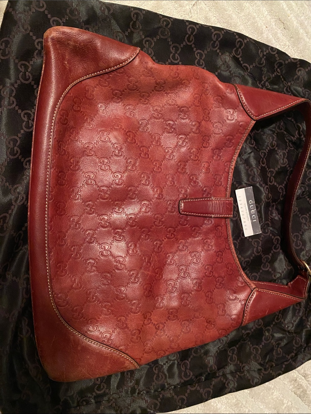 Gucci Vintage Dark Red Leather Jackie Shoulder Bag with Gold Horsebit - Picture 2 of 3